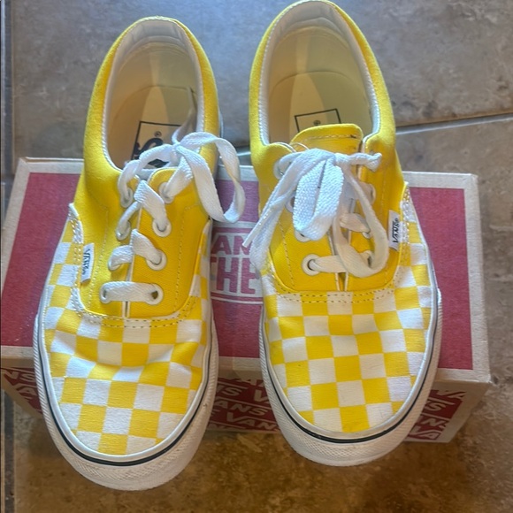 Vans Kids Yellow and White Checkered Sneakers - Picture 3 of 3